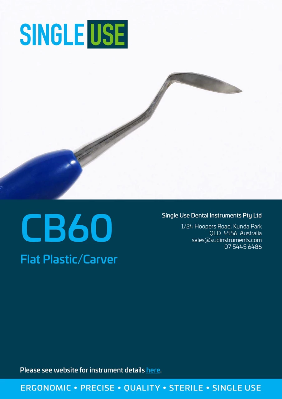 CB60 Flat Plastic/Carver Single Use Dental Instruments