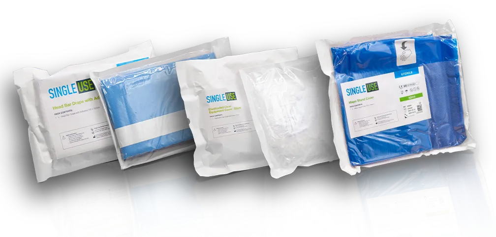 Thee surgery consumable products leaning on one another