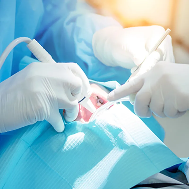 Sterile dental procedure close up